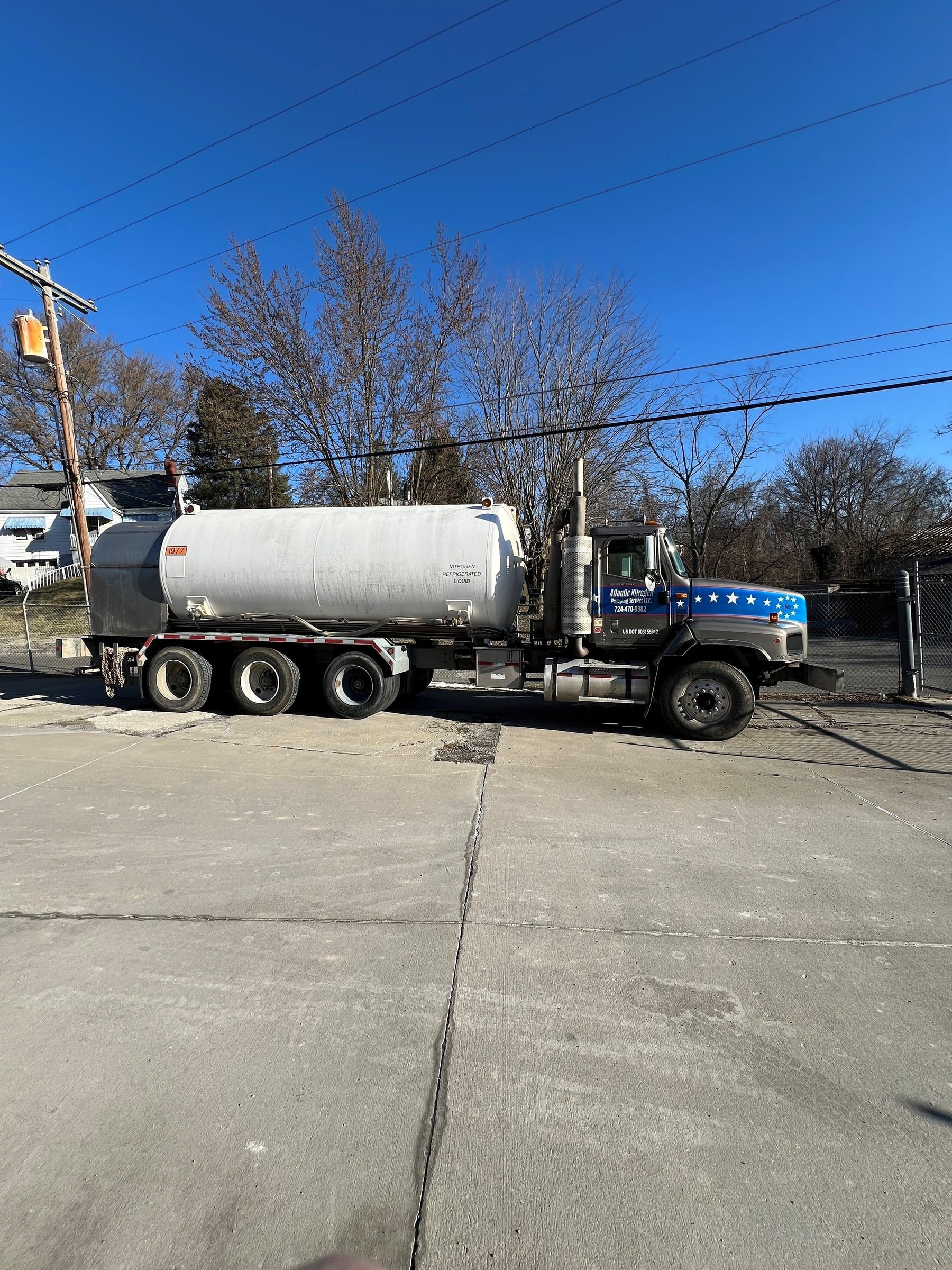 Mini cryogenic nitrogen transport parked on the lot