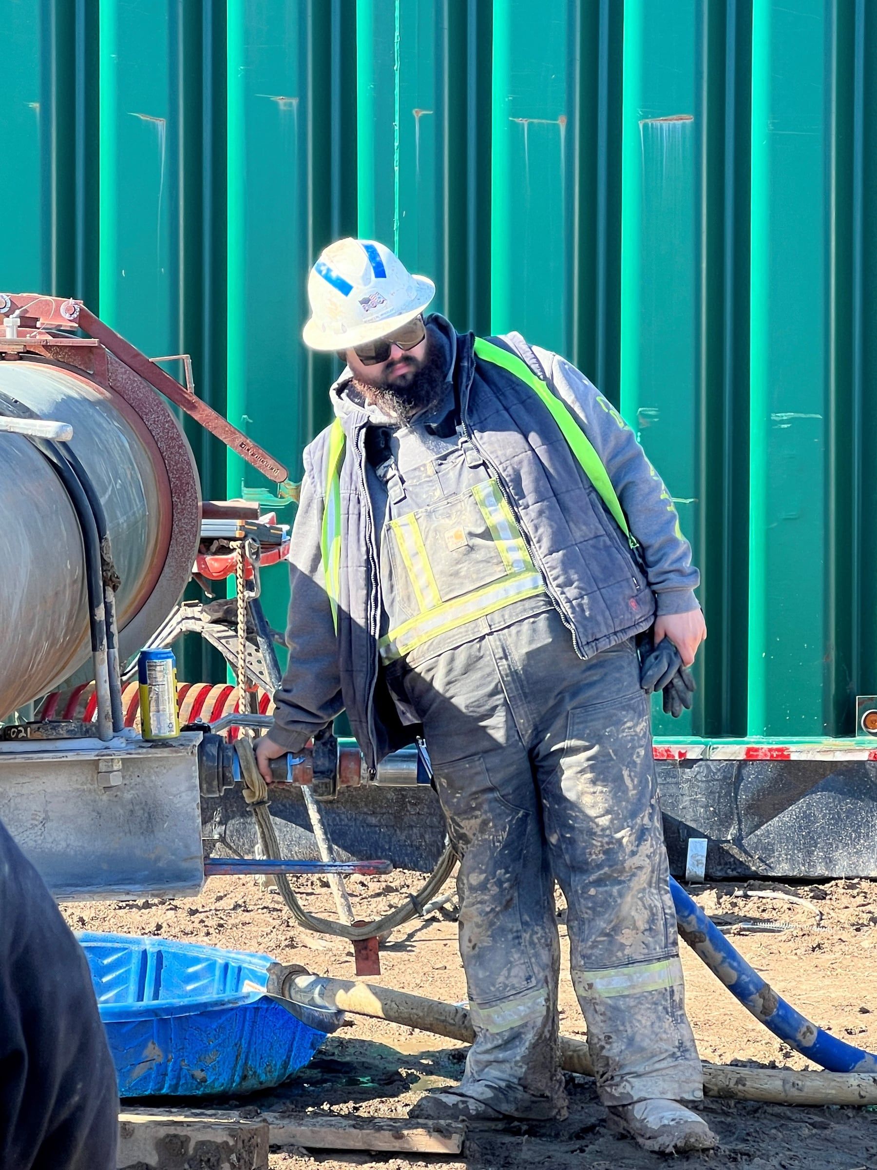 Crew member at the launch connection during a nitrogen drying and pigging run