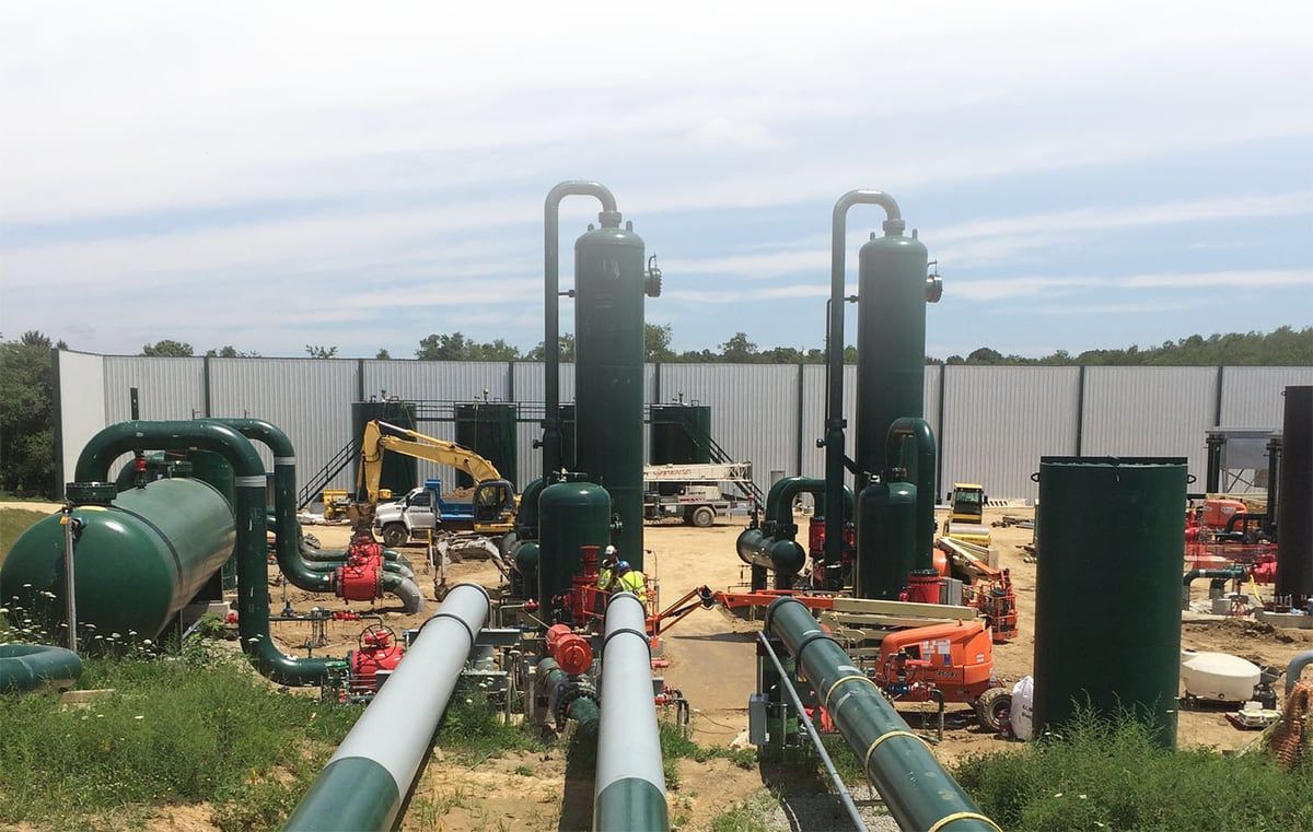 Pipeline under construction on a right of way