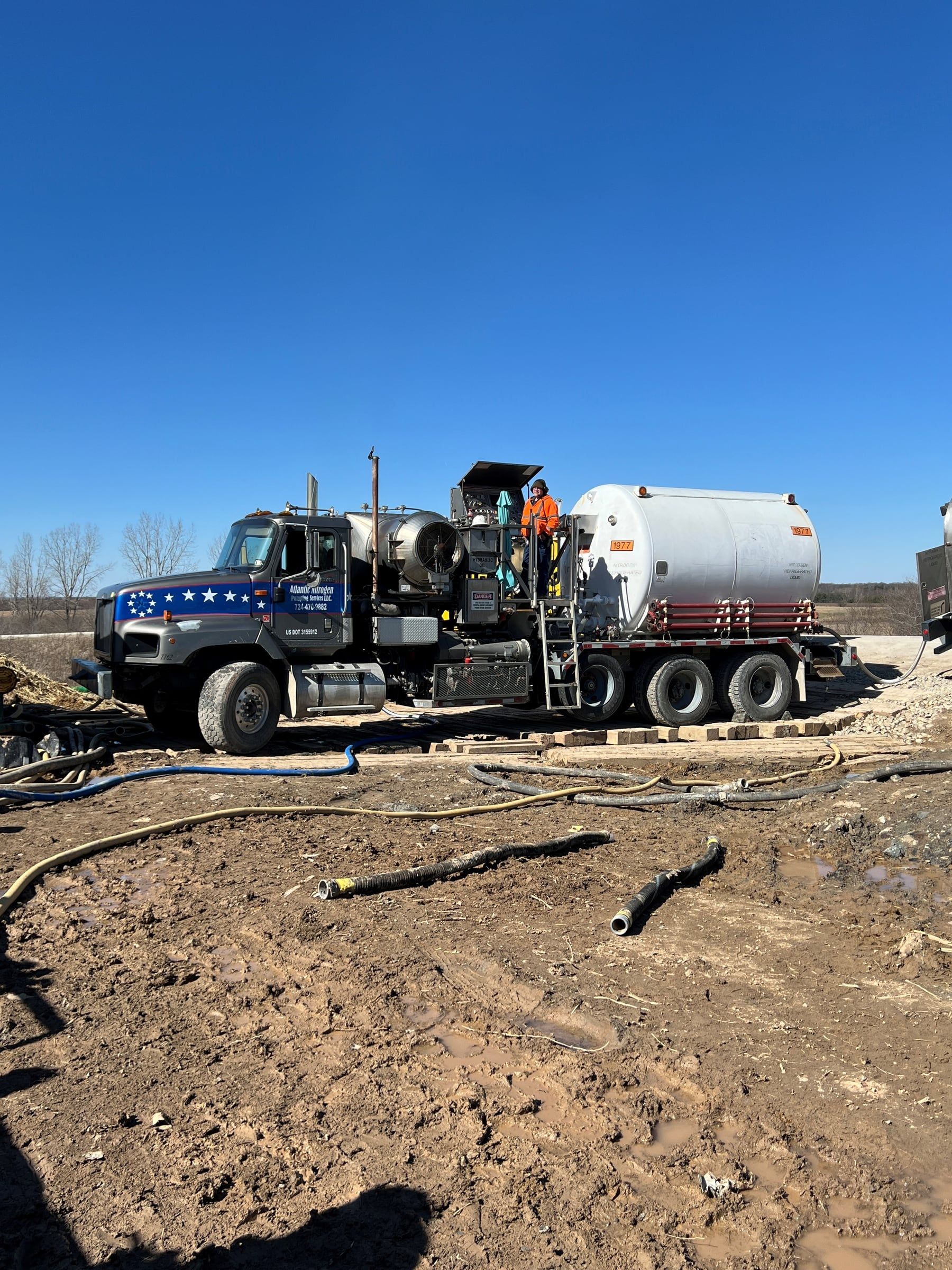 Pumper unit staged for a pigging run