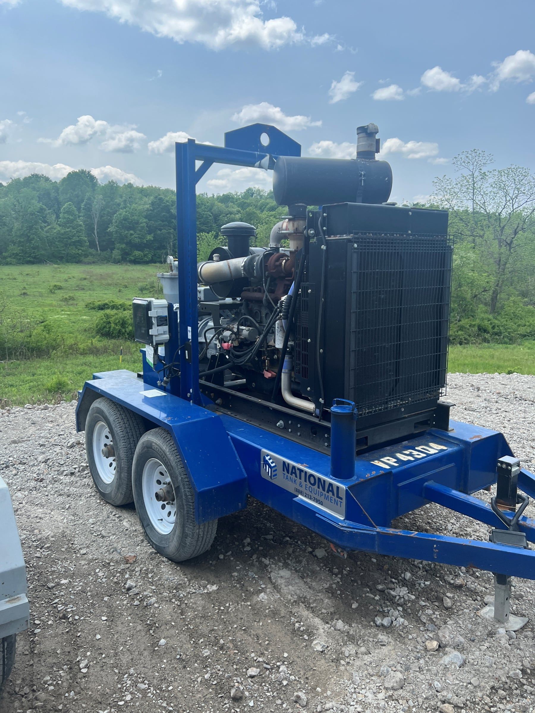 Trailer mounted water fill pump used for hydrostatic fills