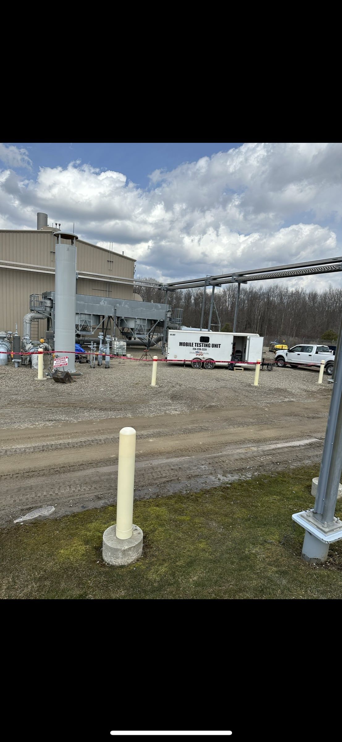 Equipment staged in the yard between jobs